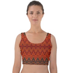 Boho Rust Orange Brown Pattern Velvet Crop Top