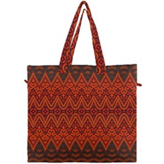 Boho Rust Orange Brown Pattern Canvas Travel Bag by SpinnyChairDesigns