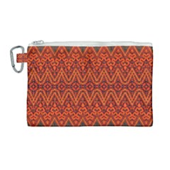 Boho Rust Orange Brown Pattern Canvas Cosmetic Bag (Large)
