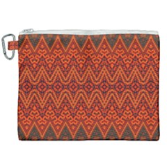 Boho Rust Orange Brown Pattern Canvas Cosmetic Bag (XXL)