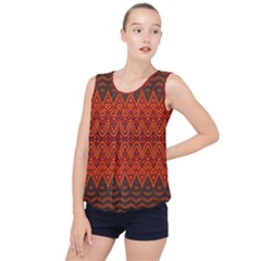 Boho Rust Orange Brown Pattern Bubble Hem Chiffon Tank Top