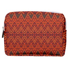 Boho Rust Orange Brown Pattern Make Up Pouch (Medium)