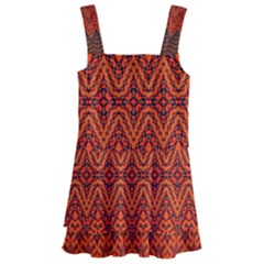 Boho Rust Orange Brown Pattern Kids  Layered Skirt Swimsuit