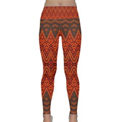 Boho Rust Orange Brown Pattern Lightweight Velour Classic Yoga Leggings