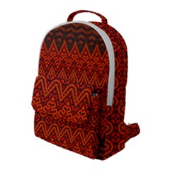Boho Rust Orange Brown Pattern Flap Pocket Backpack (Large)