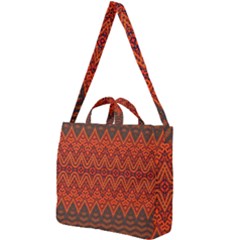 Boho Rust Orange Brown Pattern Square Shoulder Tote Bag