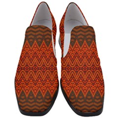 Boho Rust Orange Brown Pattern Women Slip On Heel Loafers