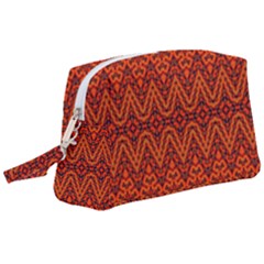 Boho Rust Orange Brown Pattern Wristlet Pouch Bag (Large)