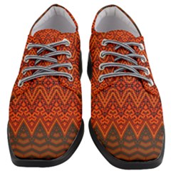 Boho Rust Orange Brown Pattern Women Heeled Oxford Shoes