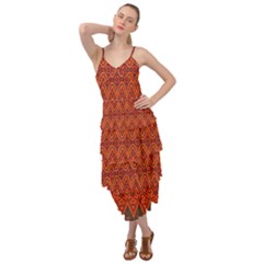 Boho Rust Orange Brown Pattern Layered Bottom Dress