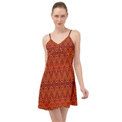 Boho Rust Orange Brown Pattern Summer Time Chiffon Dress