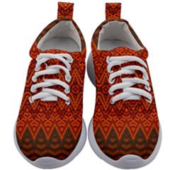 Boho Rust Orange Brown Pattern Kids Athletic Shoes