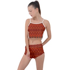 Boho Rust Orange Brown Pattern Summer Cropped Co-Ord Set