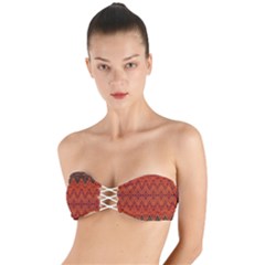 Boho Rust Orange Brown Pattern Twist Bandeau Bikini Top