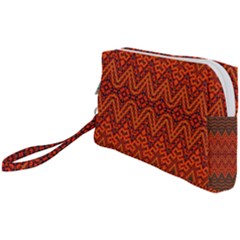 Boho Rust Orange Brown Pattern Wristlet Pouch Bag (Small)