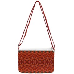 Boho Rust Orange Brown Pattern Double Gusset Crossbody Bag by SpinnyChairDesigns