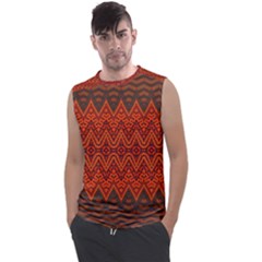 Boho Rust Orange Brown Pattern Men s Regular Tank Top by SpinnyChairDesigns