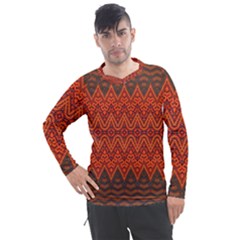 Boho Rust Orange Brown Pattern Men s Pique Long Sleeve Tee