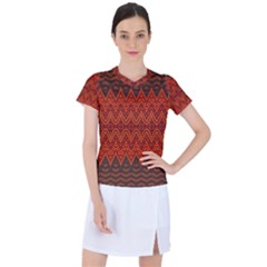 Boho Rust Orange Brown Pattern Women s Sports Top