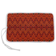 Boho Rust Orange Brown Pattern Pen Storage Case (l) by SpinnyChairDesigns