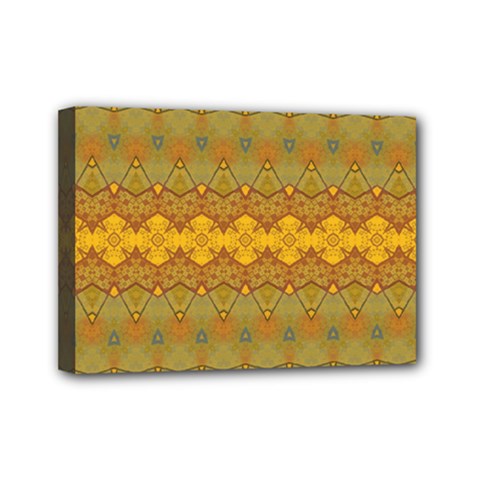 Boho Old Gold Pattern Mini Canvas 7  X 5  (stretched) by SpinnyChairDesigns