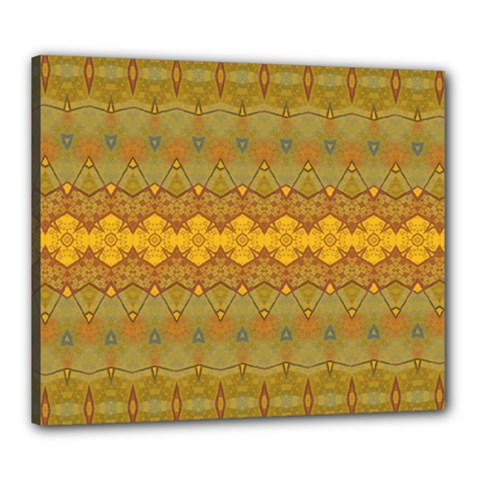 Boho Old Gold Pattern Canvas 24  X 20  (stretched) by SpinnyChairDesigns