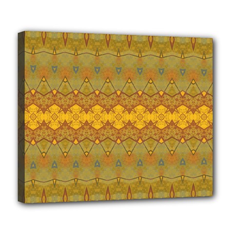 Boho Old Gold Pattern Deluxe Canvas 24  X 20  (stretched) by SpinnyChairDesigns