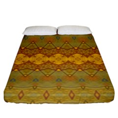 Boho Old Gold Pattern Fitted Sheet (king Size) by SpinnyChairDesigns
