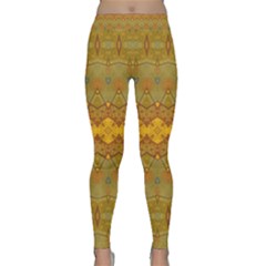 Boho Old Gold Pattern Classic Yoga Leggings by SpinnyChairDesigns