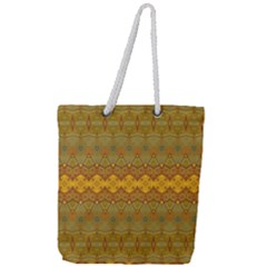 Boho Old Gold Pattern Full Print Rope Handle Tote (large) by SpinnyChairDesigns