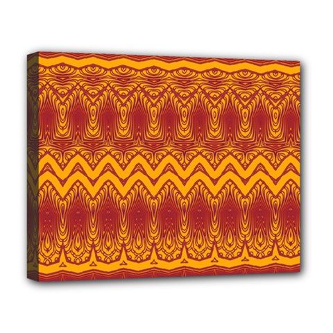 Boho Red Gold Pattern Deluxe Canvas 20  X 16  (stretched)