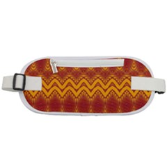 Boho Red Gold Pattern Rounded Waist Pouch by SpinnyChairDesigns
