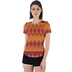 Boho Red Gold Pattern Back Cut Out Sport Tee by SpinnyChairDesigns