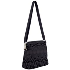 Boho Black Diamonds Zipper Messenger Bag by SpinnyChairDesigns