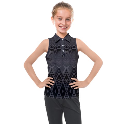 Boho Black Diamonds Kids  Sleeveless Polo Tee by SpinnyChairDesigns