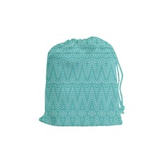 Boho Teal Pattern Drawstring Pouch (medium) by SpinnyChairDesigns