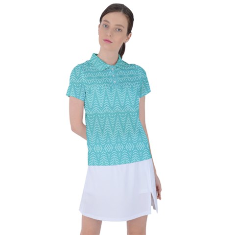 Boho Teal Pattern Women s Polo Tee by SpinnyChairDesigns