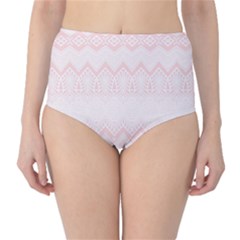 Boho Pastel Pink Pattern Classic High-waist Bikini Bottoms by SpinnyChairDesigns