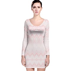 Boho Pastel Pink Pattern Long Sleeve Velvet Bodycon Dress by SpinnyChairDesigns