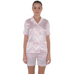 Boho Pastel Pink Pattern Satin Short Sleeve Pyjamas Set by SpinnyChairDesigns