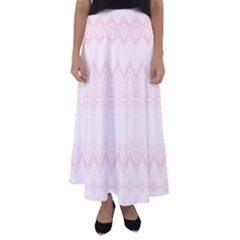 Boho Pastel Pink Pattern Flared Maxi Skirt by SpinnyChairDesigns