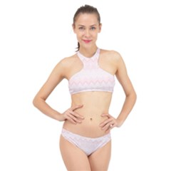 Boho Pastel Pink Pattern High Neck Bikini Set by SpinnyChairDesigns