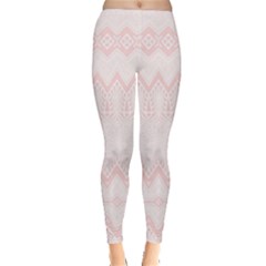 Boho Pastel Pink Pattern Inside Out Leggings by SpinnyChairDesigns