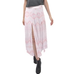 Boho Pastel Pink Pattern Velour Split Maxi Skirt by SpinnyChairDesigns