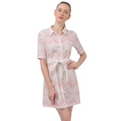 Boho Pastel Pink Pattern Belted Shirt Dress by SpinnyChairDesigns