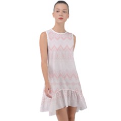 Boho Pastel Pink Pattern Frill Swing Dress