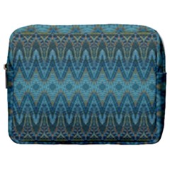 Boho Teal Blue Pattern Make Up Pouch (large) by SpinnyChairDesigns