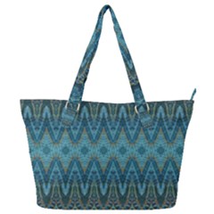 Boho Teal Blue Pattern Full Print Shoulder Bag by SpinnyChairDesigns
