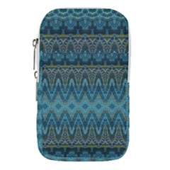 Boho Teal Blue Pattern Waist Pouch (small) by SpinnyChairDesigns