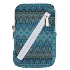 Boho Teal Blue Pattern Belt Pouch Bag (large) by SpinnyChairDesigns
